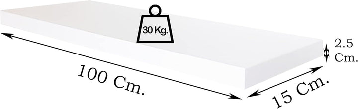 Henor Charge 2 Einheiten Wandregal FSC® Holzwandregal 100 x 15 x 2.5 cm. Völlig versteckte Unterstüt