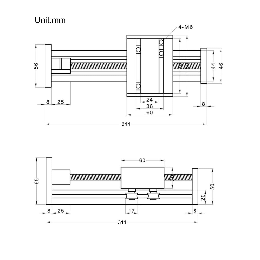 Zeberoxyz 200mm effektive Länge Linear Schienenführung Kugelumlaufspindel SFU1605 mit NEMA17 Schritt