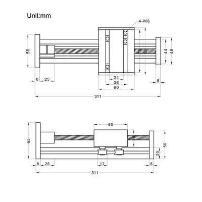 Befenybay 200mm Verfahrlänge Lineare Schienenführung Kugelumlaufspindel SFU1605 mit NEMA17 Schrittmo