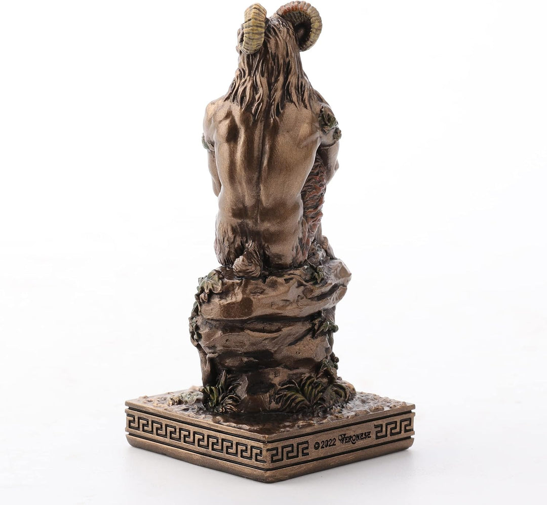 Veronese Design Pan Griechischer Gott der Wildnis, Kunstharz, handbemalt, Miniaturfigur Pan Bronze,