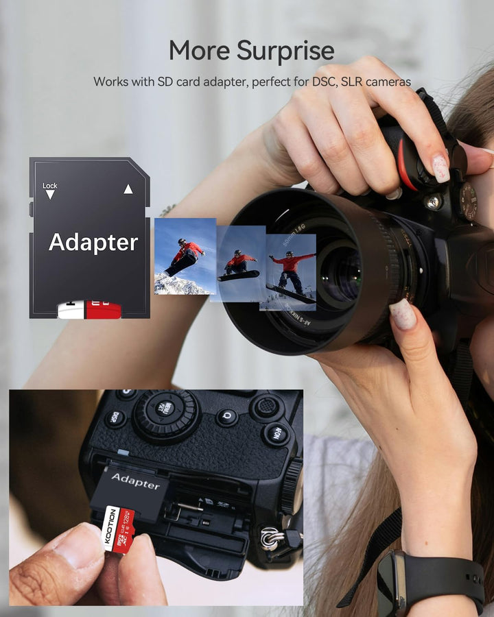 KOOTION Micro SD Karte 128GB Speicherkarte MicroSDXC bis zu 100 MB/s Klasse 10(A1 UHS-I U1) Micro SD