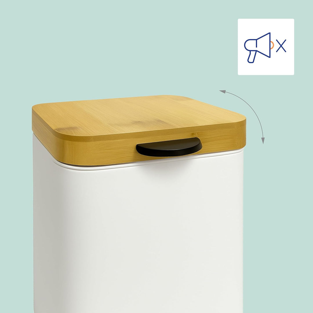 Relaxdays Kosmetikeimer Wandmontage, 3 l, Absenkautomatik, Inneneimer, Metall, eckiger Badezimmer Mü