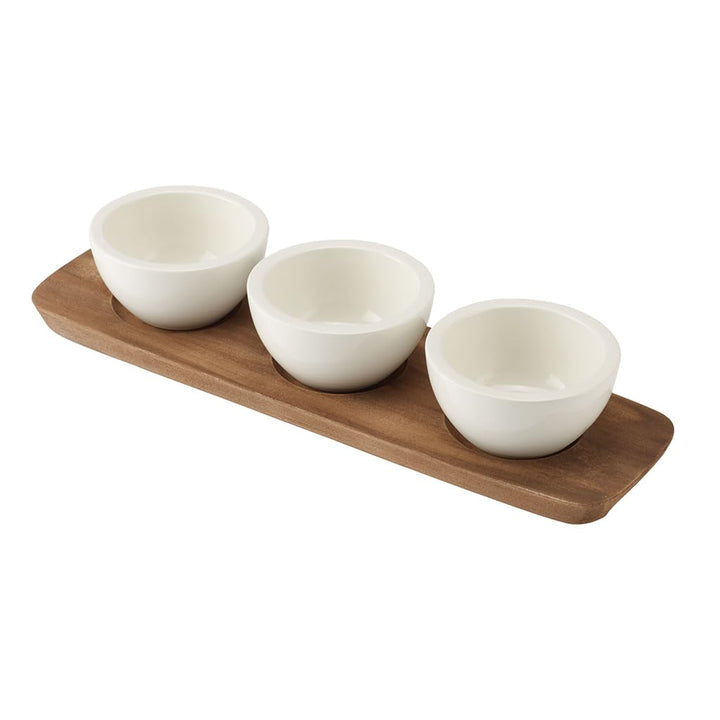 Villeroy & Boch – Artesano Schalenset 4 teilig Weiss, Dipschälchen Set mit Schälchen und Servierplat