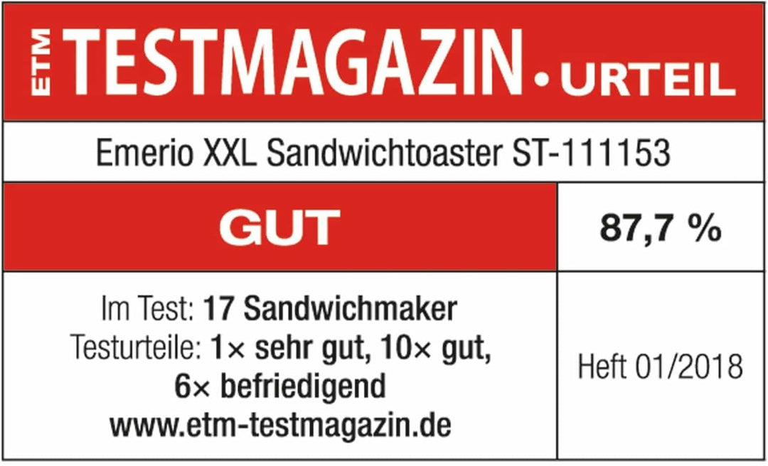 Emerio XXL Sandwich Toaster TEST GUT für alle Toastgrössen geeignet 4x grosse Muschelform für die ga