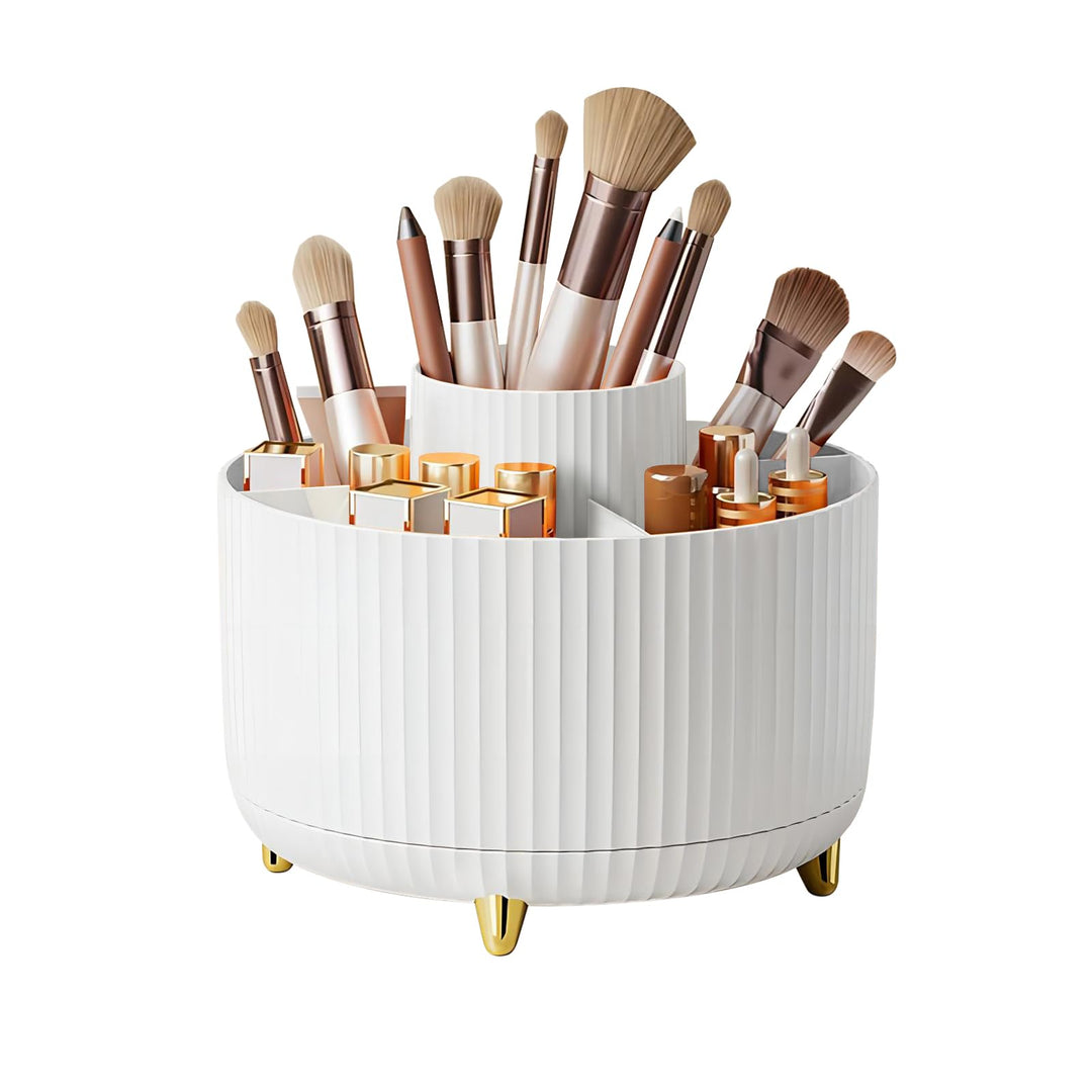 DASITON Make up Kosmetik Organizer mit 5 Fächern,360° Drehbarer Pinsel Organizer,Grosser Kapazität S