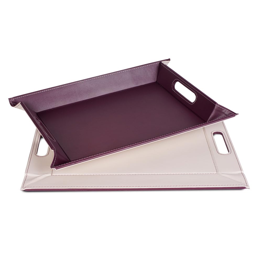 FREEFORM DUO - 2in1 wendbares Tablett & Tischset, pflaume/elfenbein, Kunstleder, Masse: 55 x 41 cm P