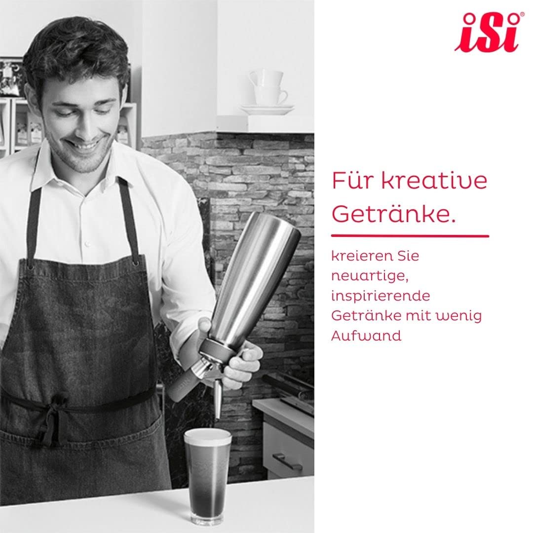 iSi 1790 Nitro Kaffeebereiter Edelstahl Rostfrei, 1 L, Kalt gebrühter Kaffee mit Stickstoff veredelt