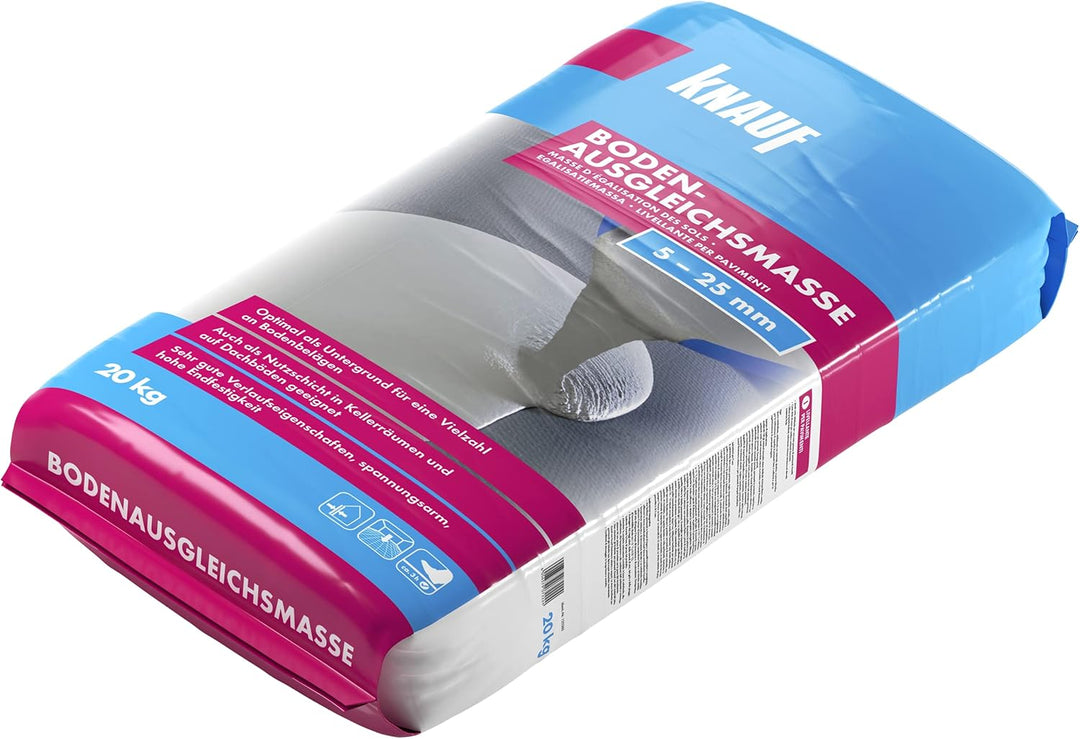 Knauf 125265 20 kg Bodenausgleichsmasse, Fliess-Spachtel, Nivellier-Masse – Estrich für Boden, innen