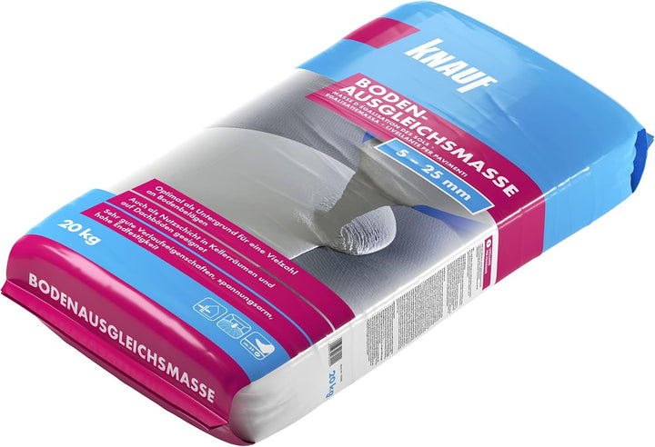Knauf 125265 20 kg Bodenausgleichsmasse, Fliess-Spachtel, Nivellier-Masse – Estrich für Boden, innen