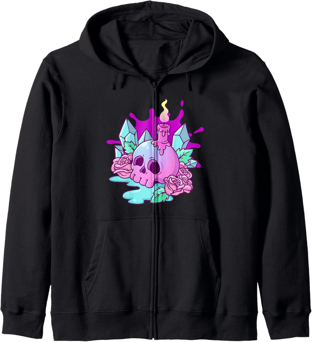 Schädel und Kerze Pastell Goth Kapuzenjacke