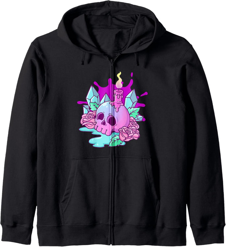 Schädel und Kerze Pastell Goth Kapuzenjacke