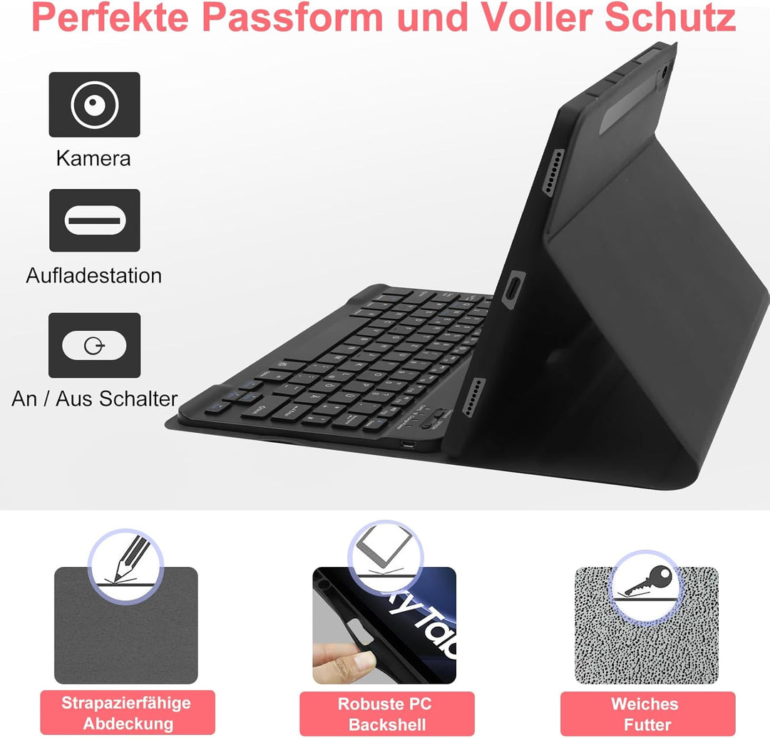 Tastatur Hülle für Samsung Tab S9 FE 10.9 Zoll/Tab S9 11 Zoll 2023 Tablet, Schutzhülle mit Pencil Ha