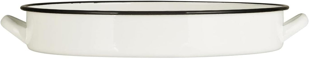 Ib Laursen Servierplatte Tablett aus Emaille mit 2 Henkeln 0465-11 Serviertablett Emailletablett Sch