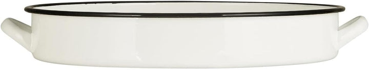 Ib Laursen Servierplatte Tablett aus Emaille mit 2 Henkeln 0465-11 Serviertablett Emailletablett Sch