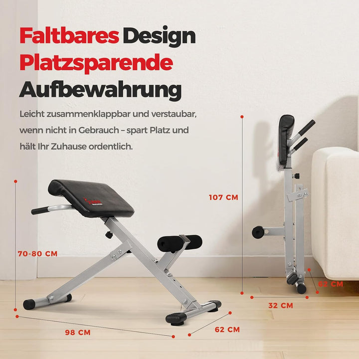 Sunny Health &amp; Fitness Klappbare Hyperextension-Roman Chair mit Rückenstrecker – Bauchtrainer &amp; Sit-