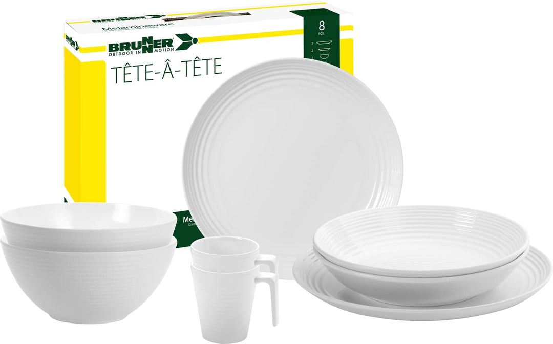 BRUNNER 0830143N.C7T Campinggeschirr Set für 2 Personen, Tête-À-Tête Spherica, 8-teilig