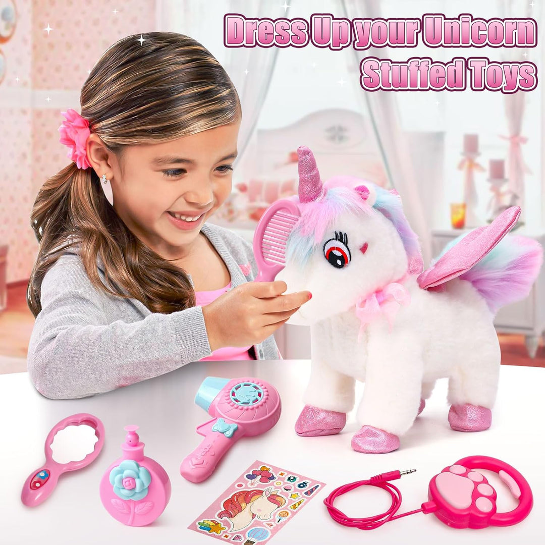 Kuscheltier Einhorn Spielzeug 3 4 5 6 7 8 Jahre, Plüschtier Haustier Interaktives Elektrischer Spiel