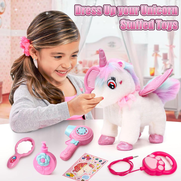 Kuscheltier Einhorn Spielzeug 3 4 5 6 7 8 Jahre, Plüschtier Haustier Interaktives Elektrischer Spiel