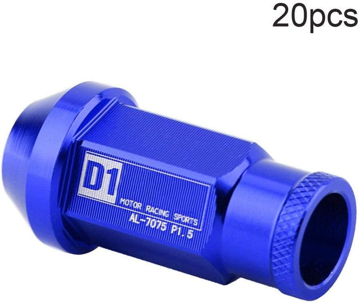 KIMISS Aluminium Autoreifenschraube, 20Pcs Radmuttern sichern Racing Radmutter M12X1.5(Blau)