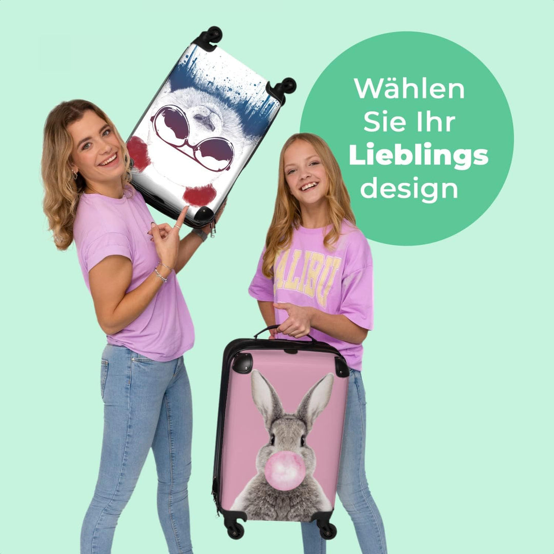 NoBoringSuitcases.com® Koffer Handgepäck Trolley Rollkoffer Kleine Reisekoffer mit 4 Rollen - Panda