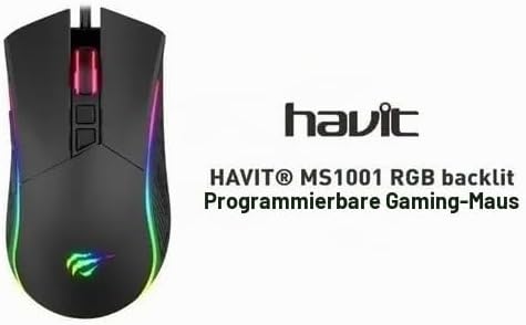 havit Gaming Maus mit Kabel - Computer Maus [mit USB Kabel und LED-Switch-Button] - Gaming Mouse [mi