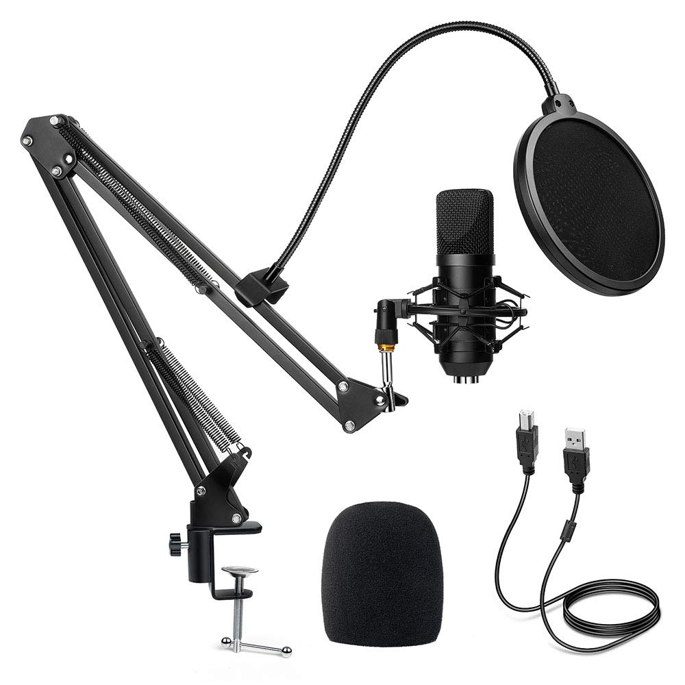 Diealles Shine Kondensator Microphone, Mikrofon PC Mit Arm, Podcast Mikrofon Set 192KHz/24 Bit Mit T