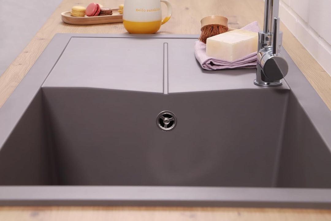 Einbauspüle Küchenspüle Spüle Granit Mineralite 100 x 50 cm Grau Respekta Grau 100 x 50 cm, Grau 100