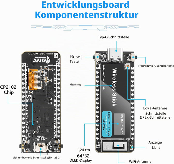APKLVSR LoRa V3 ESP32 Wireless Stick Entwicklungsboard WiFi+BLE LoRa LoRaWAN 863 928 MHz Unterstützu