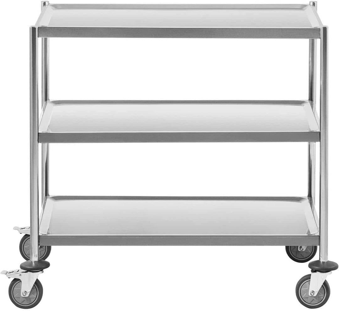 Royal Catering Servierwagen 3 Borde bis 60 kg - Küchenwagen mit Edelstahl Rahmen