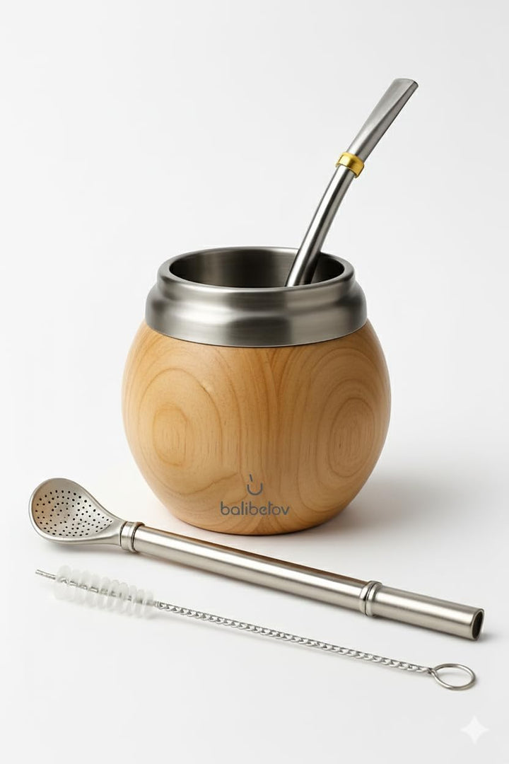 Yerba Mate Set - Modernes Yerba Mate Gourd Kit - Edelstahl mit Calabash Form und Bombilla - Einfach