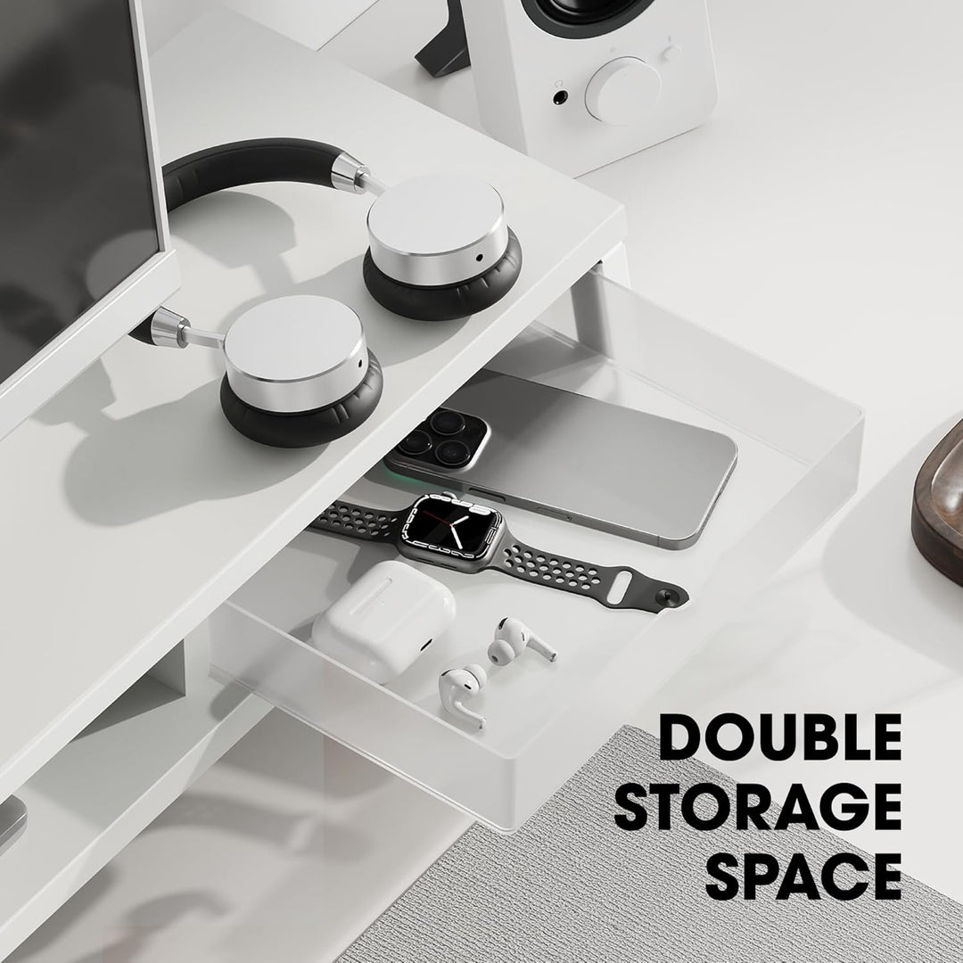 Fenge Dual Monitorständer Riser mit 2 Acryl Schubladen 2 Etagen 108cm Computer Bildschirmständer für