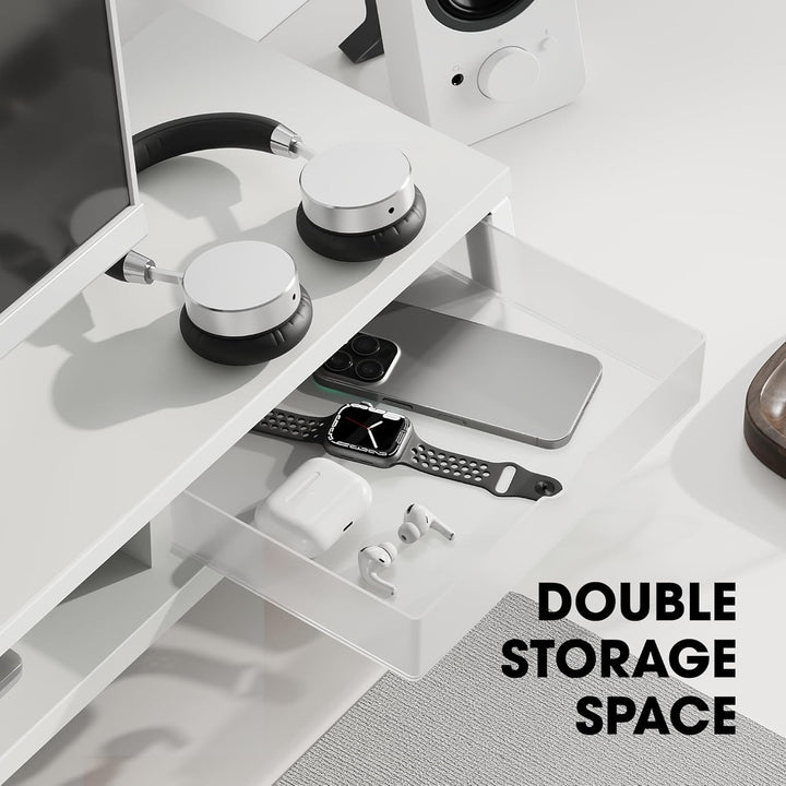 Fenge Dual Monitorständer Riser mit 2 Acryl Schubladen 2 Etagen 108cm Computer Bildschirmständer für