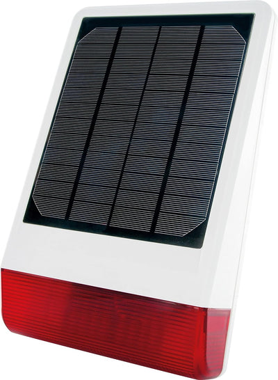 SCHWAIGER -ZHS14- Aussensirene/ Sirene solarbetrieben/ Alarmsirene mit blinkenden LEDs/ Alarmanlage/