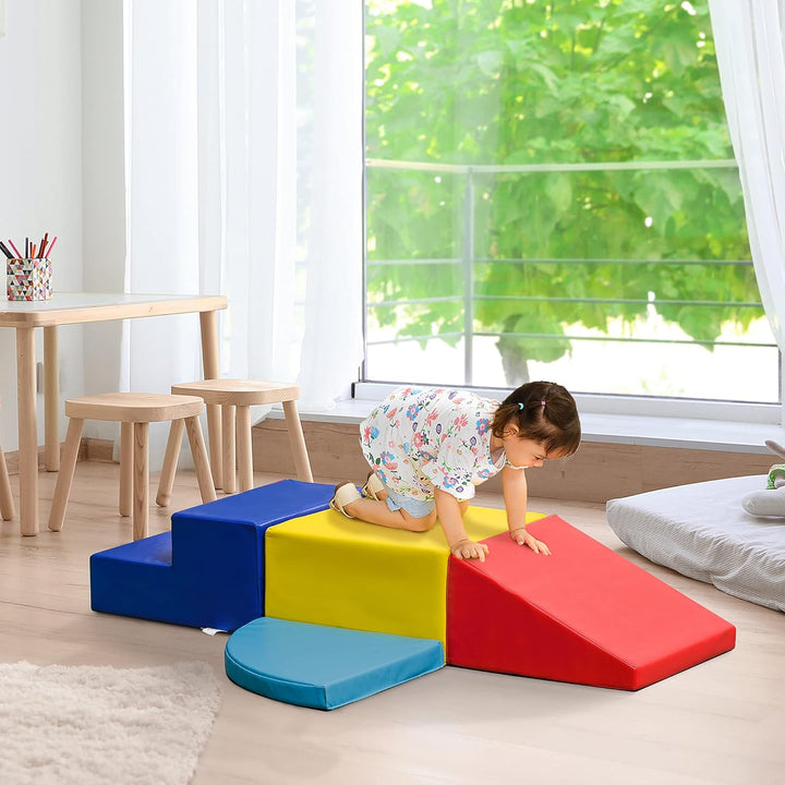 HOMCOM Softbausteine 4er-Set Schaumstoff Bausteine Riesenbausteine Bauklötze Bauspielzeug Schaumstof