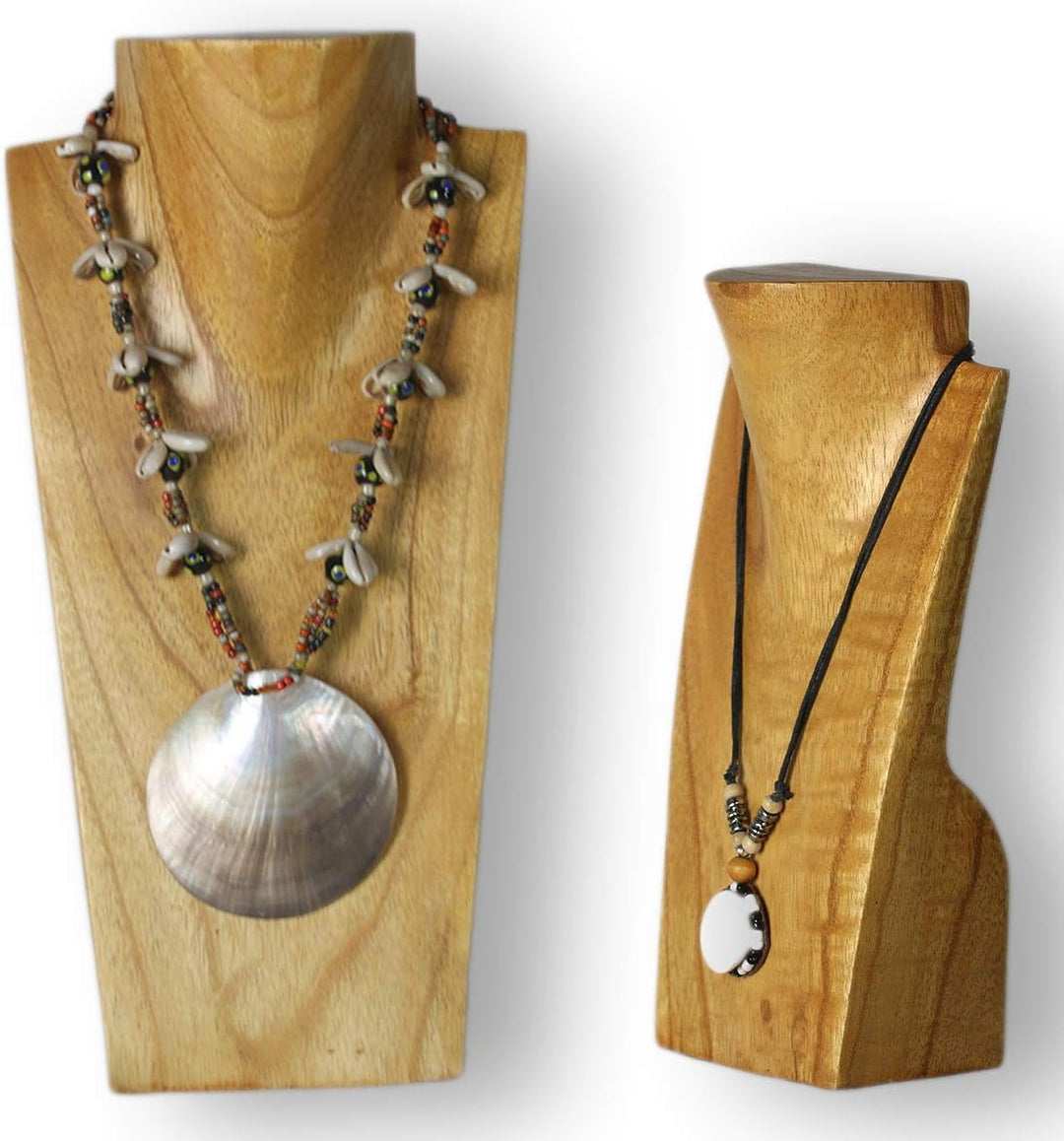 ART-CRAFT Halskettenständer Schmuckständer Halskettendisplay Schmuckbüste aus Holz Natur 2er Set 20