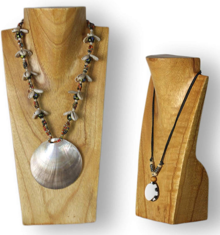 ART-CRAFT Halskettenständer Schmuckständer Halskettendisplay Schmuckbüste aus Holz Natur 2er Set 20