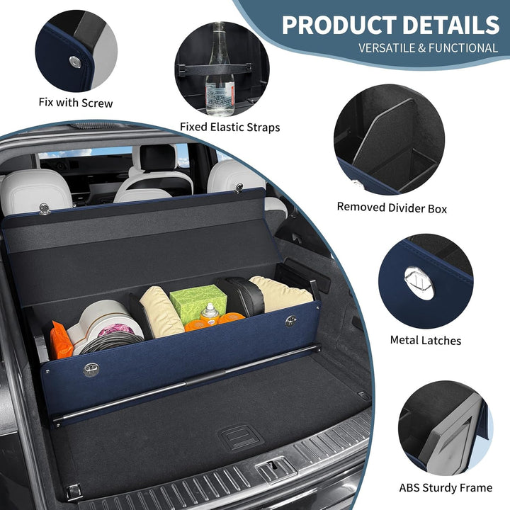 Auto Kofferraum Organizer mit Deckel – Multifunktionale Leder-Aufbewahrungsbox und Stabiler Griff, P