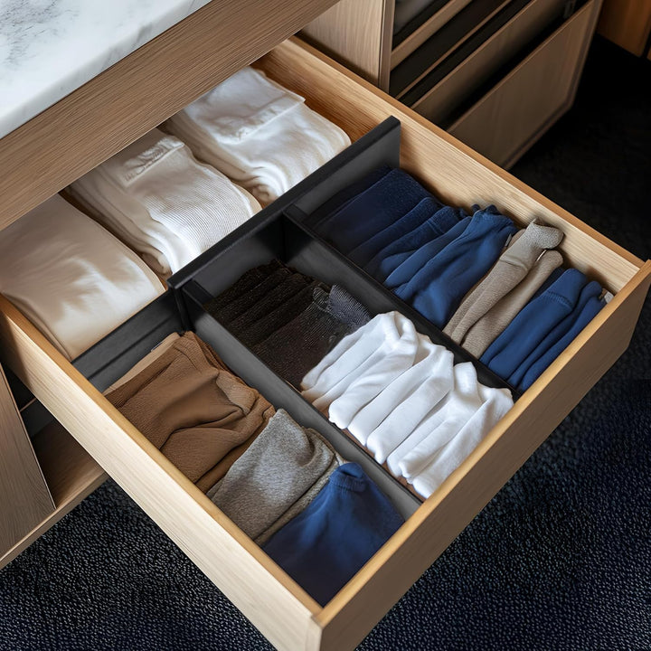 Utoplike Bamboo Dresser Drawer Dividers, 10,1 CM hoch einstellbare Schublade Veranstalter für Kleidu