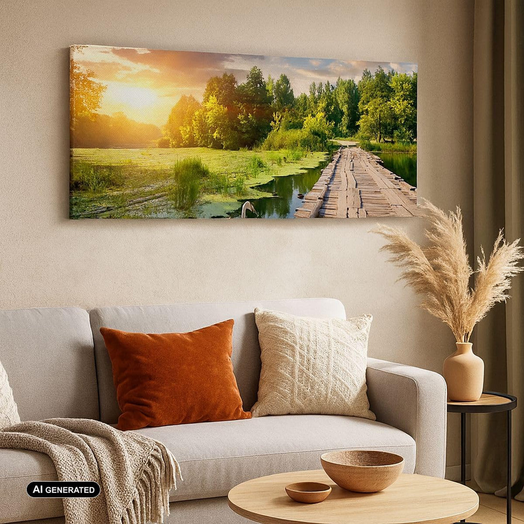 Wandbilder Dekoration Wohnzimmer Architektur Promenade Schwan Landschaft Bilder auf Leinwand 120x50c