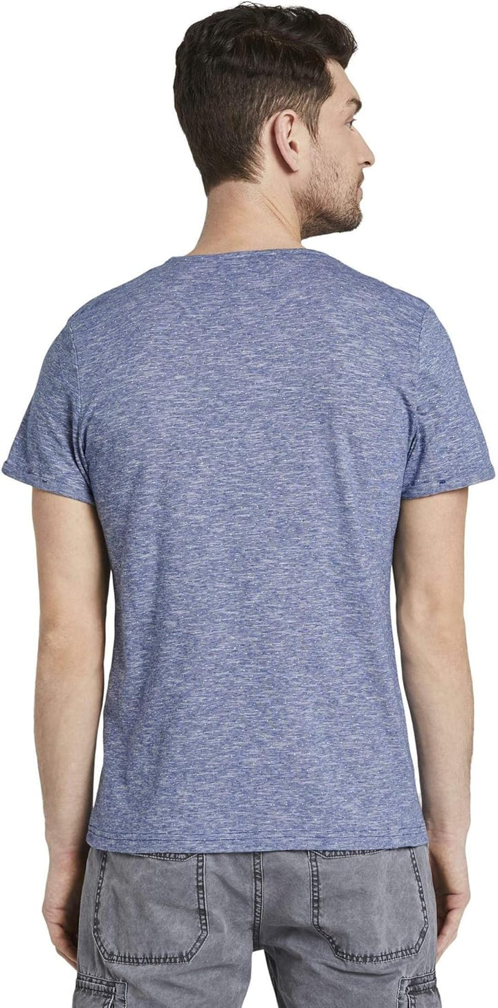 TOM TAILOR Herren T-Shirts/Tops Strukturiertes T-Shirt mit Brusttasche Blue dot Structure,M,23393,60