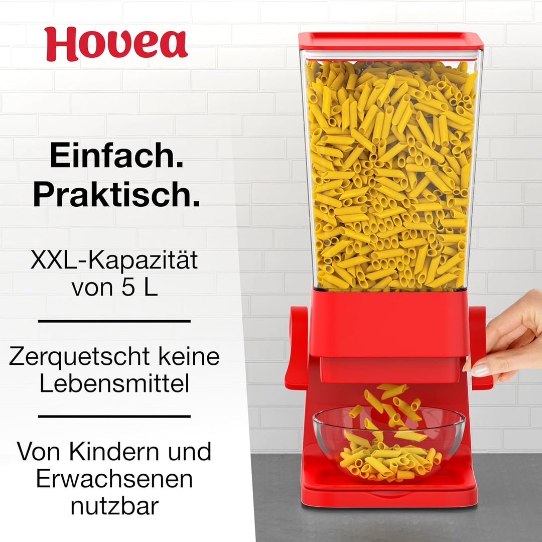 Hovea - Müslispender mit Kapazität 5L - Spender Für Cerealien, Cornflakes, Müsli, Pasta, Trockenfutt
