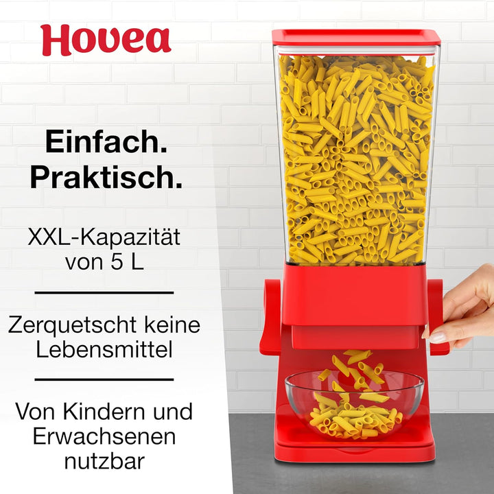 Hovea - Müslispender mit Kapazität 5L - Spender Für Cerealien, Cornflakes, Müsli, Pasta, Trockenfutt