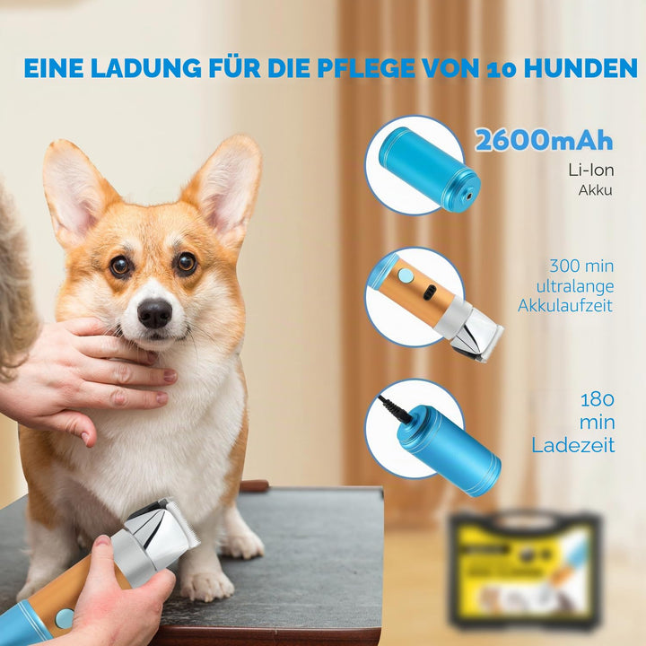 400W Profi Hundeschermaschine CGOLDENWALL Akku Tierhaarschneider 5h Standby Geräuscharm weniger als