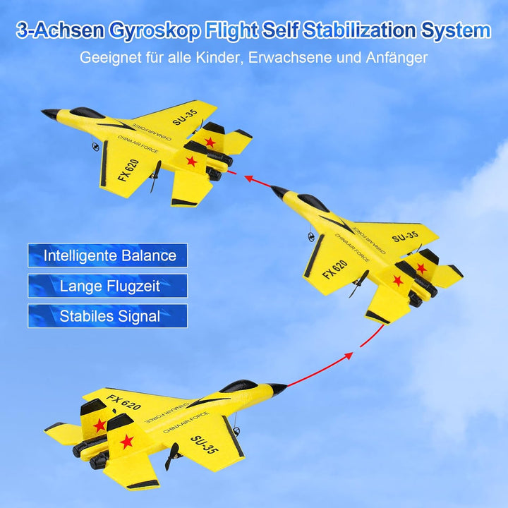 2.4GHz RC Flugzeug 2CH Ferngesteuerter SU35 Kämpfer RC Flugzeug RTF für Anfänger, Kinder und Erwachs