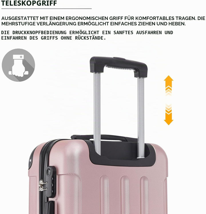 Trolley Koffer Suitcase, Reisekoffer, Rollkoffer Handgepäck, Hartschalenreisekoffer mit 4 Rollen 360