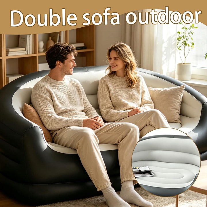 2-Sitzer Aufblasbares Sofa, Aufblasbarer Sessel mit Fusspumpe, Luftsofa Camping Outdoor, Aufblasbare