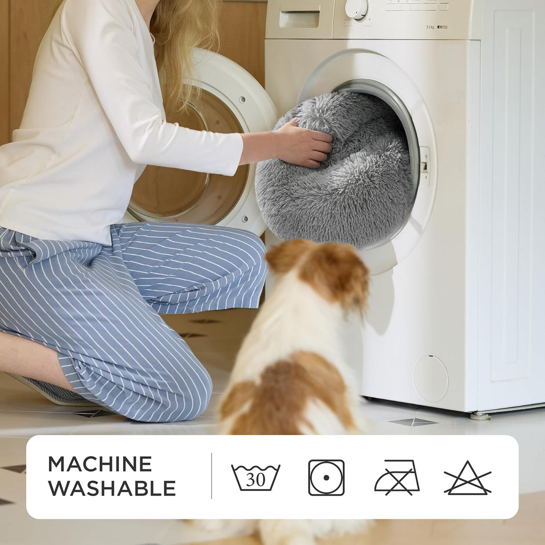 BEDSURE Hundebett waschbar Flauschiges Katzenbett - Ø 70 cm Katzenschlafplatz für Katzen und Hunde,