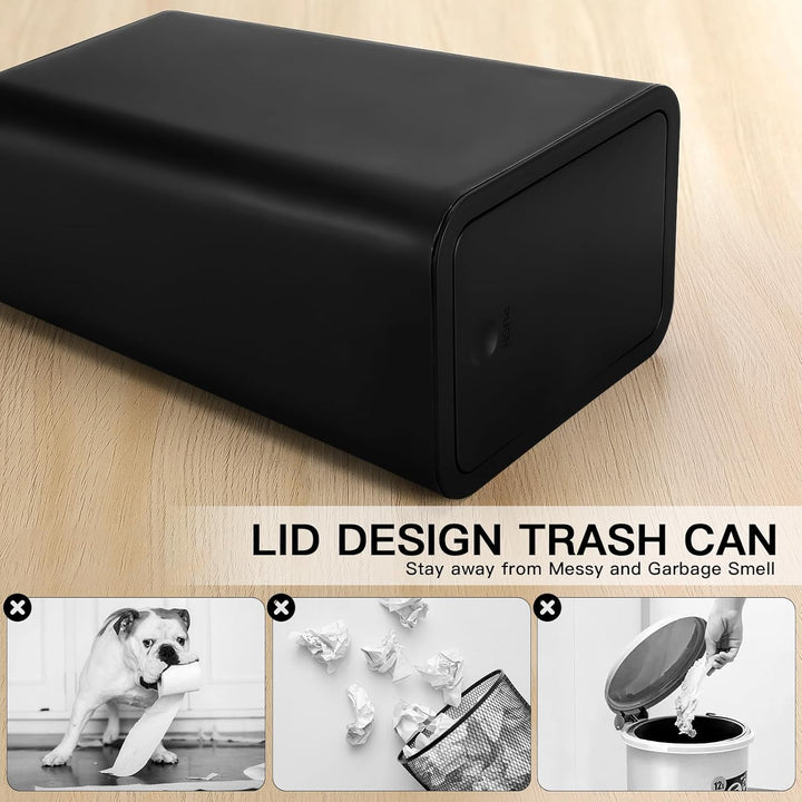 JOTOM 3er Set Mini Mülleimer Badezimmer mit Pop-Up Deckel, 10L moderner Abfalleimer Papierkorb Trash