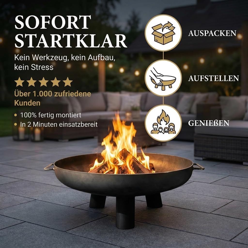 Feuerschalen Feuerschale Ø 50 cm - Feuerstelle für den Garten, Terrasse und Balkon, Feuertonne und F
