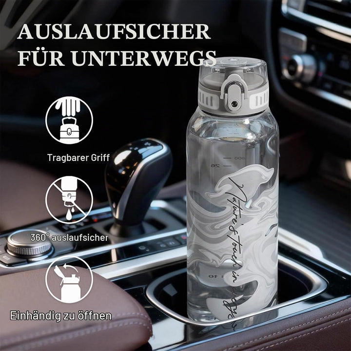 UZSPACE Trinkflasche Sport 1L, Tritan Bpa-Frei Trinkflasche Auslaufsicher mit Einhandbedienung, Kohl